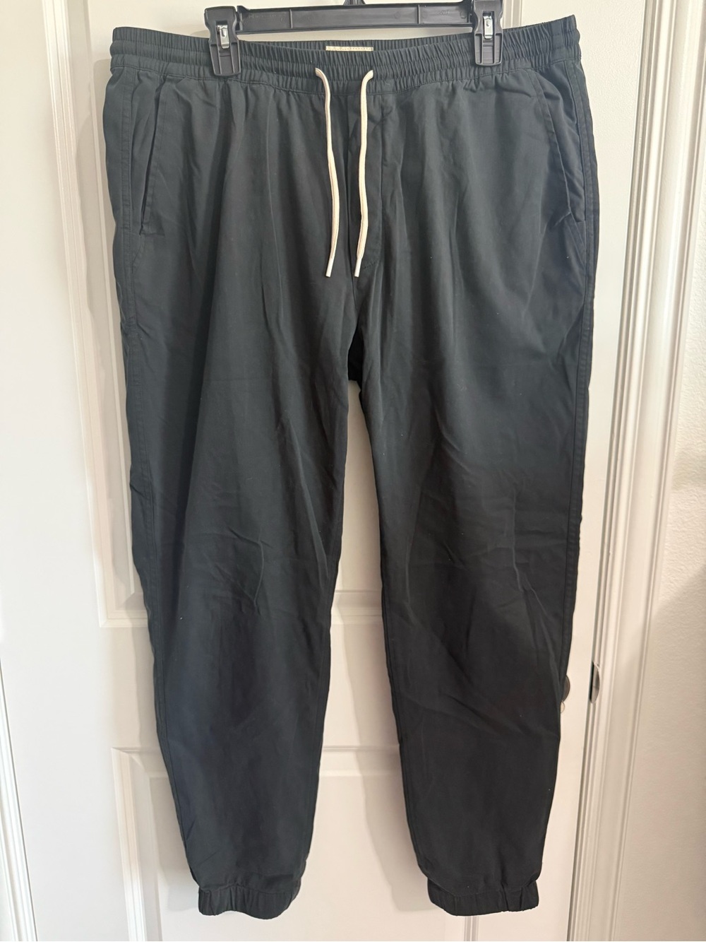 Marine Layer Black Joggers with Cream Drawstrings
